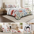 thumbnail image 6 of Twin XL Quilt Set 68''x98'', Red Flower Lightweight Bedspread Coverlet Set with 2 Pillow Shams, Botanical Blue Plant Pink Garden Poppy Floral Breathable All Season Quilt Bedding for Dorm/Guest Room, 6 of 9