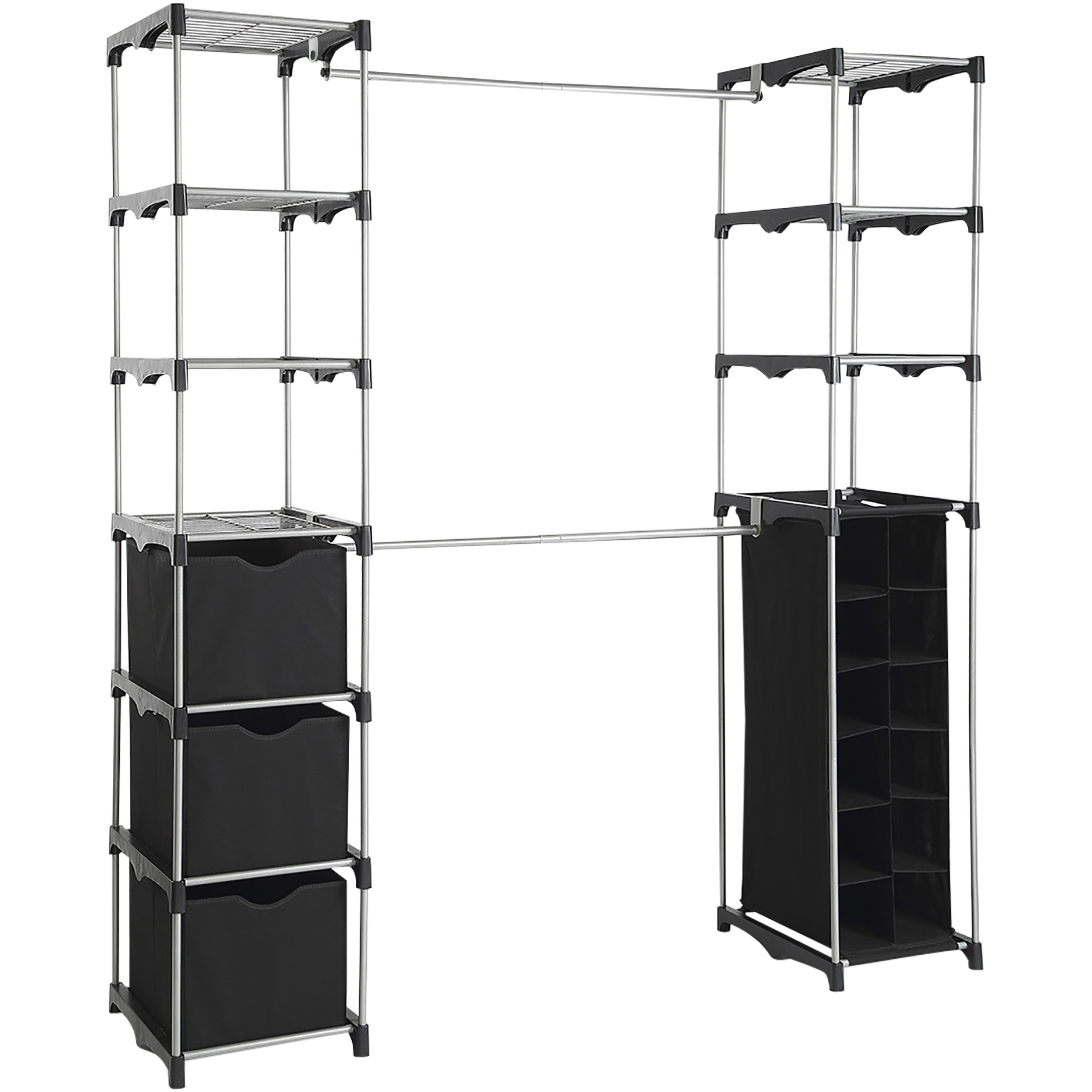 Mainstays  Non-Woven Closet Organizer, 2-Tower 9-Shelves, Easy to Assemble, Black - image 4 of 6