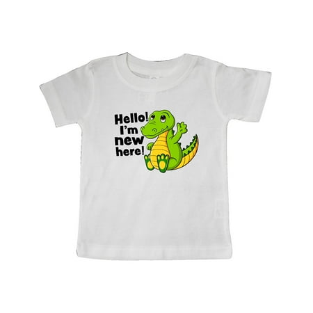 

Inktastic Hello I m New Here with Cute Baby Alligator Gift Baby Boy or Baby Girl T-Shirt