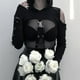 thumbnail image 3 of Sudadera con Capucha Macarena Mangas Largas Top Corto Hombro Descubierto Negro S, 3 of 4