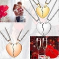 thumbnail image 4 of Broken Heart Necklace Women Men 316L Stainless Steel Best Friend BFF Foever Pendant 18k Gold/Rose Gold Plated Two Half Hearts Pendants Lover Couples J, 4 of 5