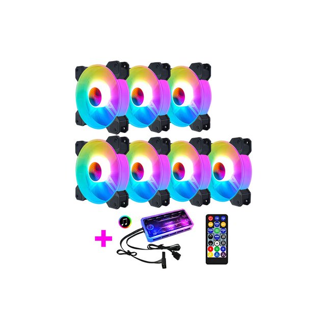 Ventilador de chasis RGB ajustable Ventilador de caja de alto flujo de aire Ventilador de refrigeración de chasis luminoso de marco completo con Juegos de teclado y mouse para computadora No.7