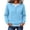 Blue, variant on Women's Long Sleeve Faux Layered Top with Button Front and Henley Neck for Casual Wear