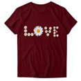 thumbnail image 3 of Gibobby Playera de Verano para Mujer Mujeres Casual Impresión Mangas Cuello Redondo Camiseta Suelta Blusa Tops(Vino,CH), 3 of 4
