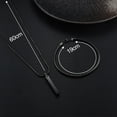 thumbnail image 3 of Colgante de barra para hombre, collar y pulsera de acero inoxidable para hombre y mujer, juego de collar de cadena de serpiente de 3 mm y pulsera de cadena de serpiente, longitud 55 cm, plateado/negro, 3 of 5