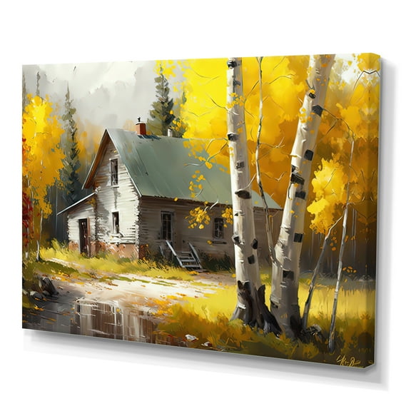 Designart Small Cottage In Autumn II Canvas Wall Art
