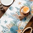 thumbnail image 3 of Teal Blue Coastal Table Runner 48 Inches, Summer Beach Starfish Shell Coral Nautical Bed Runner Dresser Scarves Tabletop for Indoor Outdoor Parties/Ceremony/Banquet, 13" x 48", 3 of 8