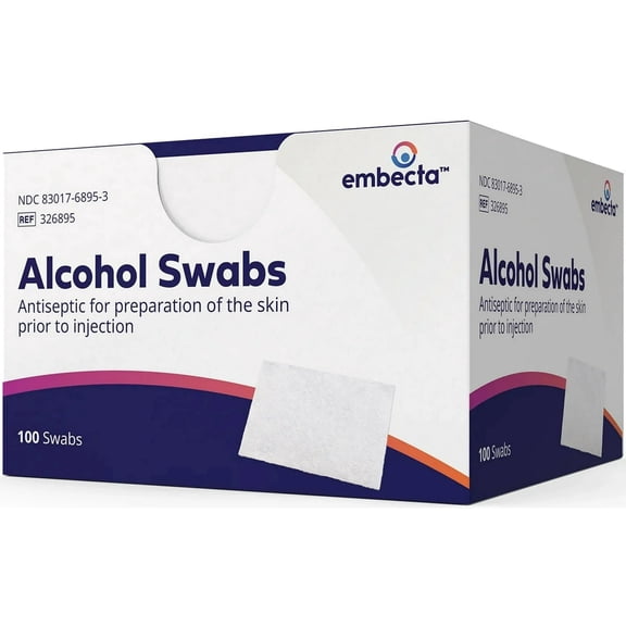 Embecta (Formerly BD) Alcohol Prep Pads, 70% Strength Isopropyl Alcohol, Individual Packet 1 X 3/4 Inch 6 Boxes of 100 (600 Count)