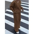 thumbnail image 3 of PRETTYGARDEN Casual Winter Two Piece Sets for Women V Neck Sweatshirt Loose Wide Leg Pants Tracksuit Knit Fall Outfits, 3 of 10