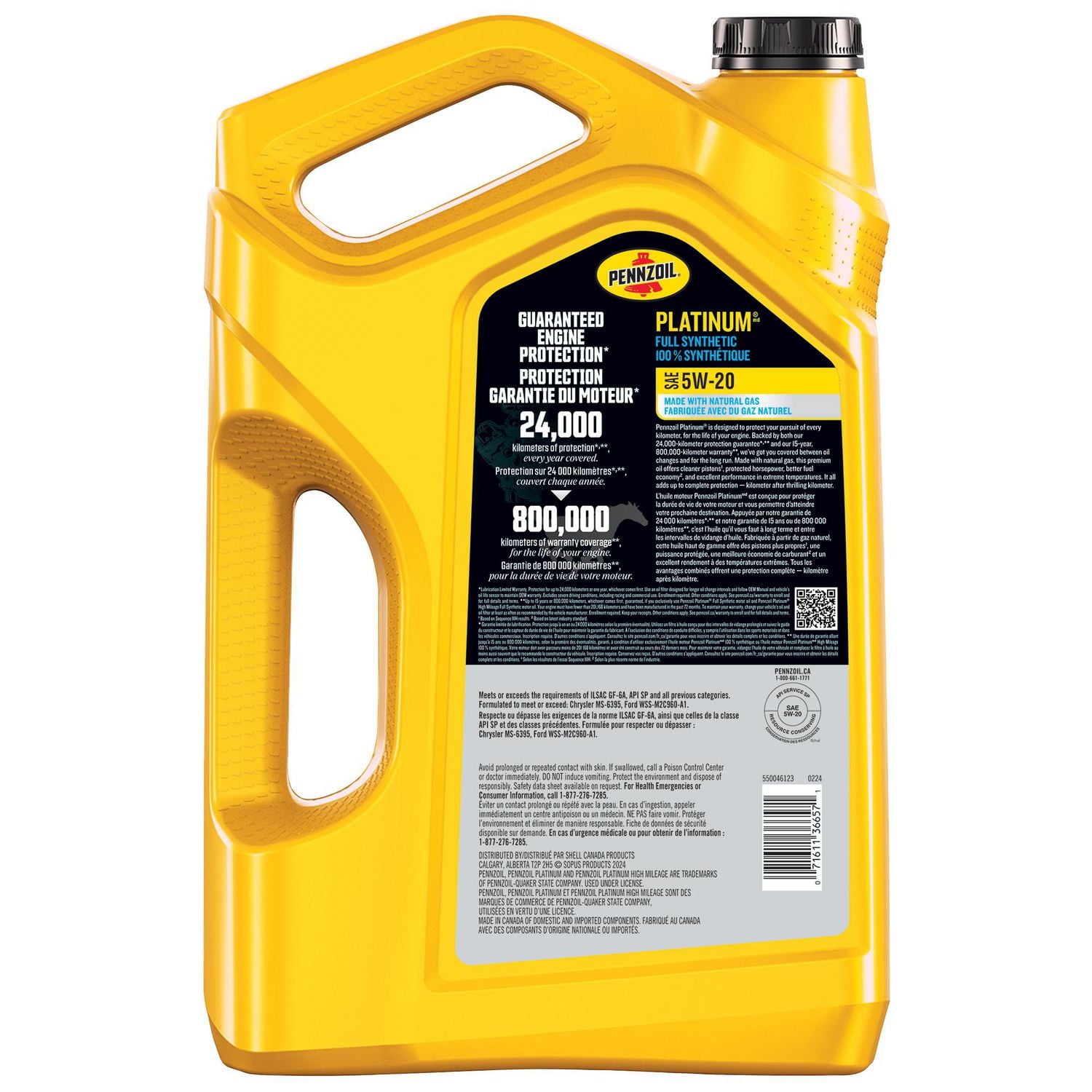 Pennzoil Platinum Synthetic 5W20 Motor Oil 5L