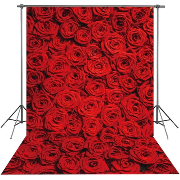 5x7ft Red Rose Floral Wall Wedding Backdrop for Bridal Shower