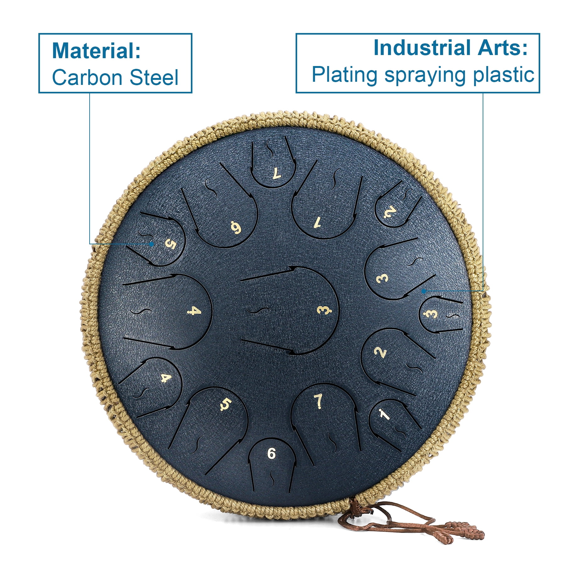 Lidguni 14" 15 Notes Rain Drum for Adults, Tongue Pan Drums with Carry Bag, C Major, Navy Blue