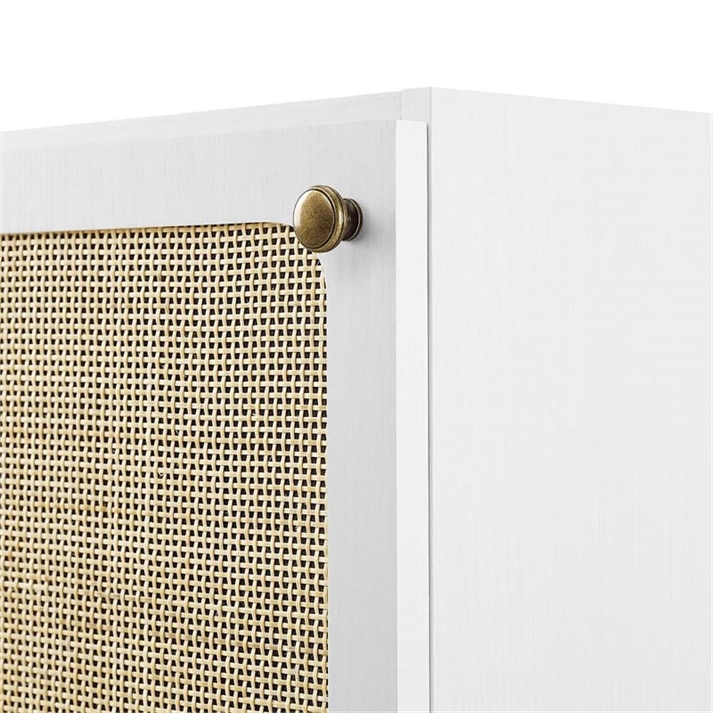 Modway Chaucer 18" Wood & Rattan Bathroom Vanity Cabinet in White