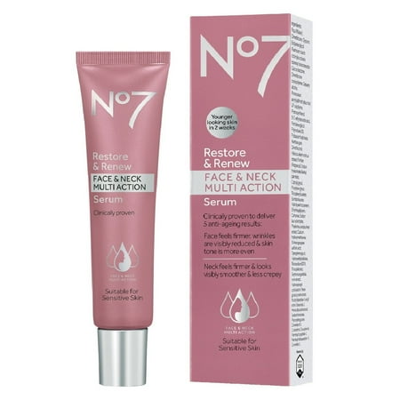 - No7 Restore & Renew Face & Neck Multi Action Serum - 1.0 oz