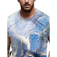 thumbnail image 3 of DYMADE Men Casual Marble Print Short Sleeve Crew Neck T-Shirt, 3 of 4