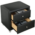 thumbnail image 3 of Camden Isle Upholstered 2 Drawer Nightstand in Black Faux Leather, 3 of 6