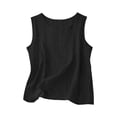 thumbnail image 5 of FAVIPT Kids 2 Piece Outfits Girls Summer Sleeveless Crewneck Linen Tank Tops Straight Wide Leg Pants Casual Solid Loose Sets Black,7 Years, 5 of 9