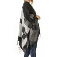 thumbnail image 4 of Sakkas Avi Women's Reversible Open Front Poncho Cardigan Ruana Cape Shawl W/Fringe - ColorBlockBlack - One Size Regular, 4 of 7