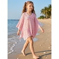 thumbnail image 5 of Ticikt Kids Girls' Knit Beach Cover Up, Hollow Crochet Poncho Sun Shawl for Swimwear 7-12Y, 5 of 9
