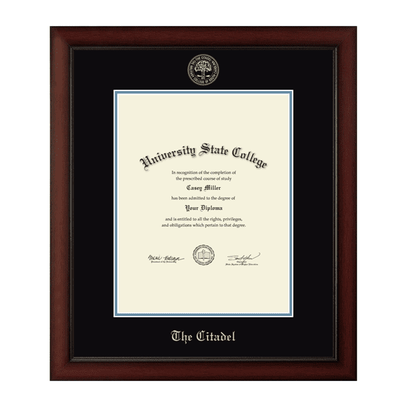 Framerly - Citadel Military South Carolina Certificate Frame Black and Medium Blue
