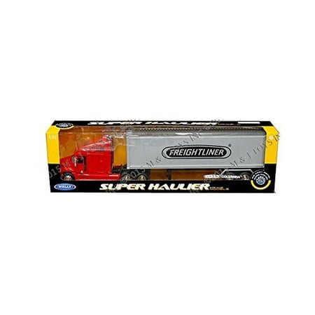 Hauler Truck - Welly Freightliner Columbia Super Hauler Tractor Truck and Trailer 1/32 Scale Diecast Model Red