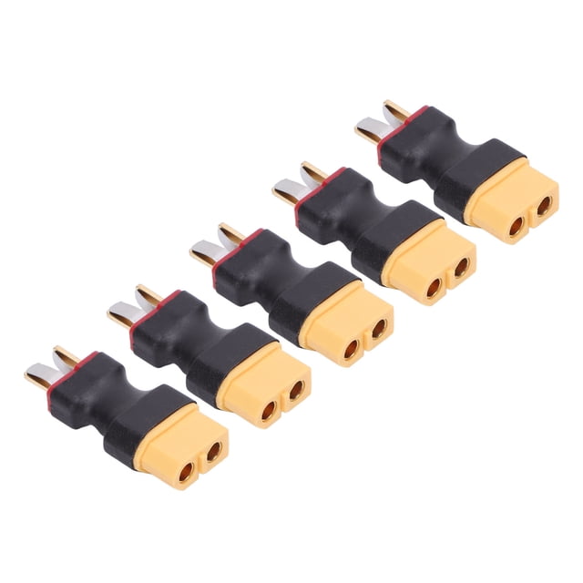 XT60 To T Plug Connector, Direct Plug in RC Car Battery Adapter Wear Resisting 5 Pieces for Charger