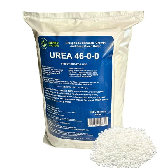 Supply Solutions Urea 46-0-0 Nitrogen Fertilizer to Stimulate Lush Growth and Deep Green Color - Plant Food Plant Fertilizer for Plants Lawn Garden - Bloom Booster for Flowers, Fruits (40 Pounds)