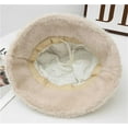 thumbnail image 5 of Winter Faux Fur Bucket Hat Cute Bear Ears Furry Bucket Hat Fashion Warm Wide Brim Plush Fisherman Cap for Women Girls, 5 of 5