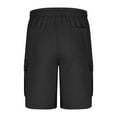 thumbnail image 3 of JTieacloth Mens Breathable Work Shorts Men's Solid Color Drawstring Elastic Waist Cargo Shorts With Pockets Casual Loose Fit Straight Leg 5 Inch Length Pants,Black, 3 of 4