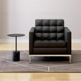 thumbnail image 2 of Aron Living Rolina 31" Real Leather and Stainless Steel Armchair in Black, 2 of 6