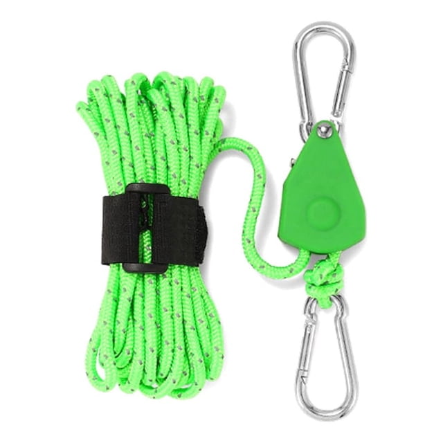 Graflsoa Système à Poulie Réglable pour Tente Extérieure - Corde Réfléchissante Robuste avec Cordon Coupe-Vent en Métal, Vert Petit Format