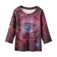 thumbnail image 4 of Girls Fall Tshirts Starry Sky Print Round Neck 3/4 Sleeve Children Hot Pink Going Out Fall Tops for 8-9 Years, 4 of 4