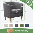 thumbnail image 3 of Mid Century Modern Barrel Accent Chair, Upholstered Club Chair with Comfy Armrest and Stable Wood Legs for Bedroom, Living Room, or Reading Corner (Grey), 3 of 11