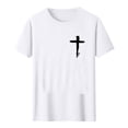 thumbnail image 4 of Hfnxid Men's Short Sleeve Shirt Cross Print Lightweight T Shirt Crewneck Breathable Athletic Tee Shirts Summer Slim Fit Going Out Vacation Shirt White XL, 4 of 6