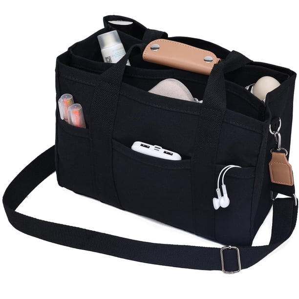 Bolsa de lona Barsine, mediana, ligera, con bolsillos, color negro