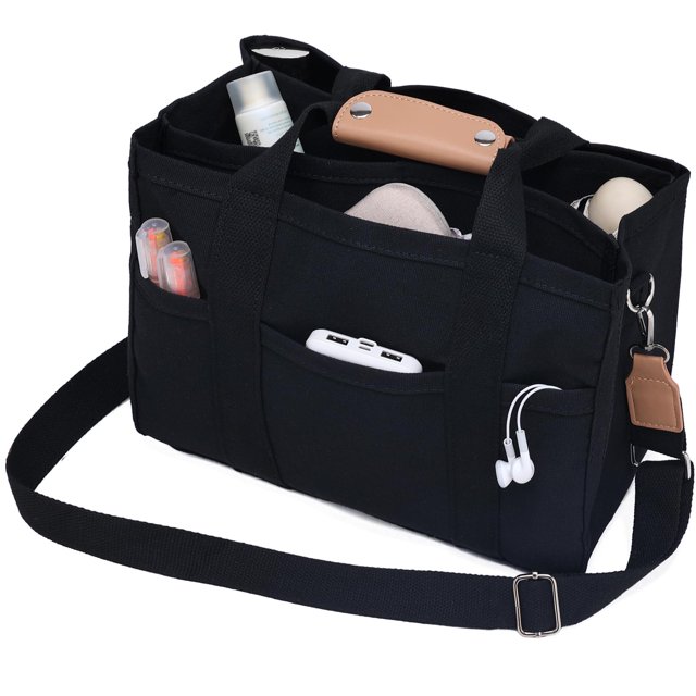 Bolsa de lona Barsine, mediana, ligera, con bolsillos, color negro