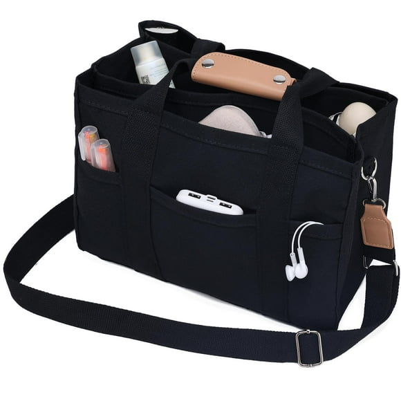 Bolsa de lona Barsine, mediana, ligera, con bolsillos, color negro