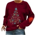 thumbnail image 1 of CEHVOM T-Shirt Décontracté à Manches Longues Col Rond Imprimé de Noël pour Femmes, 1 of 4