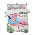 thumbnail image 2 of Summer Pink Flamingo Twin XL Size Down Alternative Comforter, Lightweight Comforter Quilt Bedding Set with Pillow Shams Beach Tropical Palm Leaves All Seasons Bed Comforter Duvet Insert 68"x98", 2 of 7