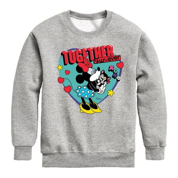 Disney - Together Fur Ever Minnie Figaro - Youth Crewneck Fleece Sweatshirt