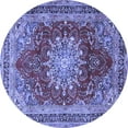 thumbnail image 1 of Ahgly Company Machine Washable Indoor Round Medallion Blue Traditional Area Rugs, 6' Round, 1 of 4
