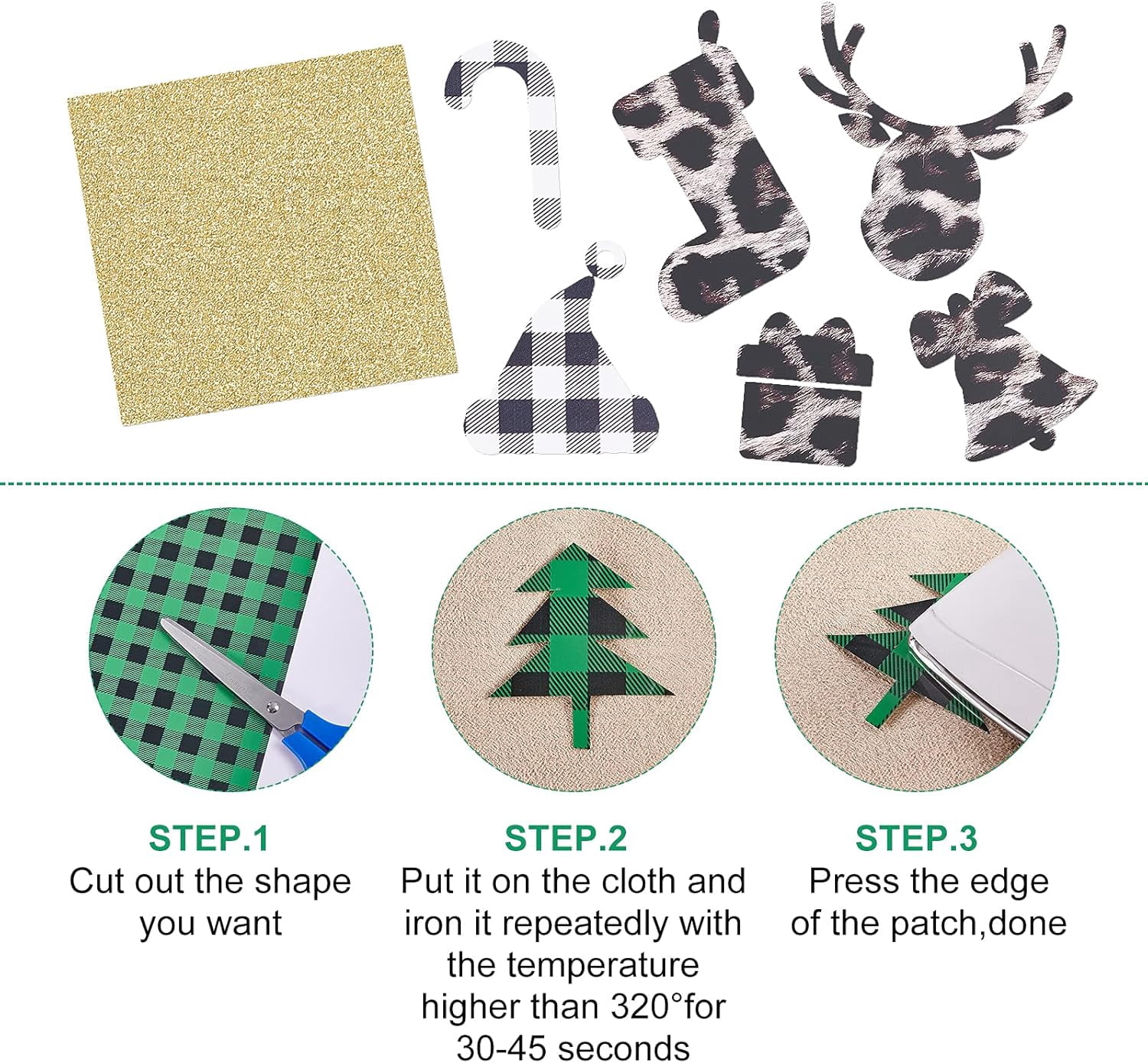 1 Set 9 Sheets Heat Transfer Vinyl 3 Styles HTV Iron-on Vinyl Patches Glitter Heat Transfer Press Vinyl Sheets with Tweezers for T-Shirts Gifts Garment Fabric