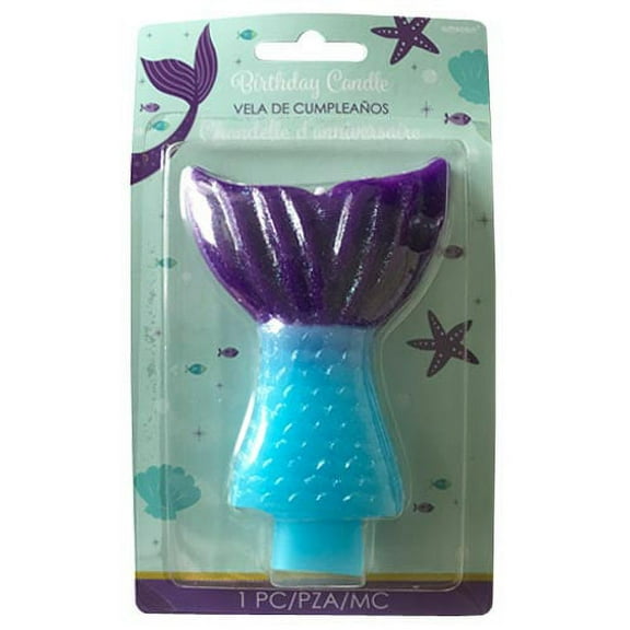Mermaid 'Mermaid Wishes' Glitter Cake Candle (1ct)