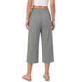 thumbnail image 4 of Fantaslook Women Capri Pants Wide Leg High Waisted Drawstring Capris Summer Casual Linen Cropped Pants with Pockets, 4 of 8