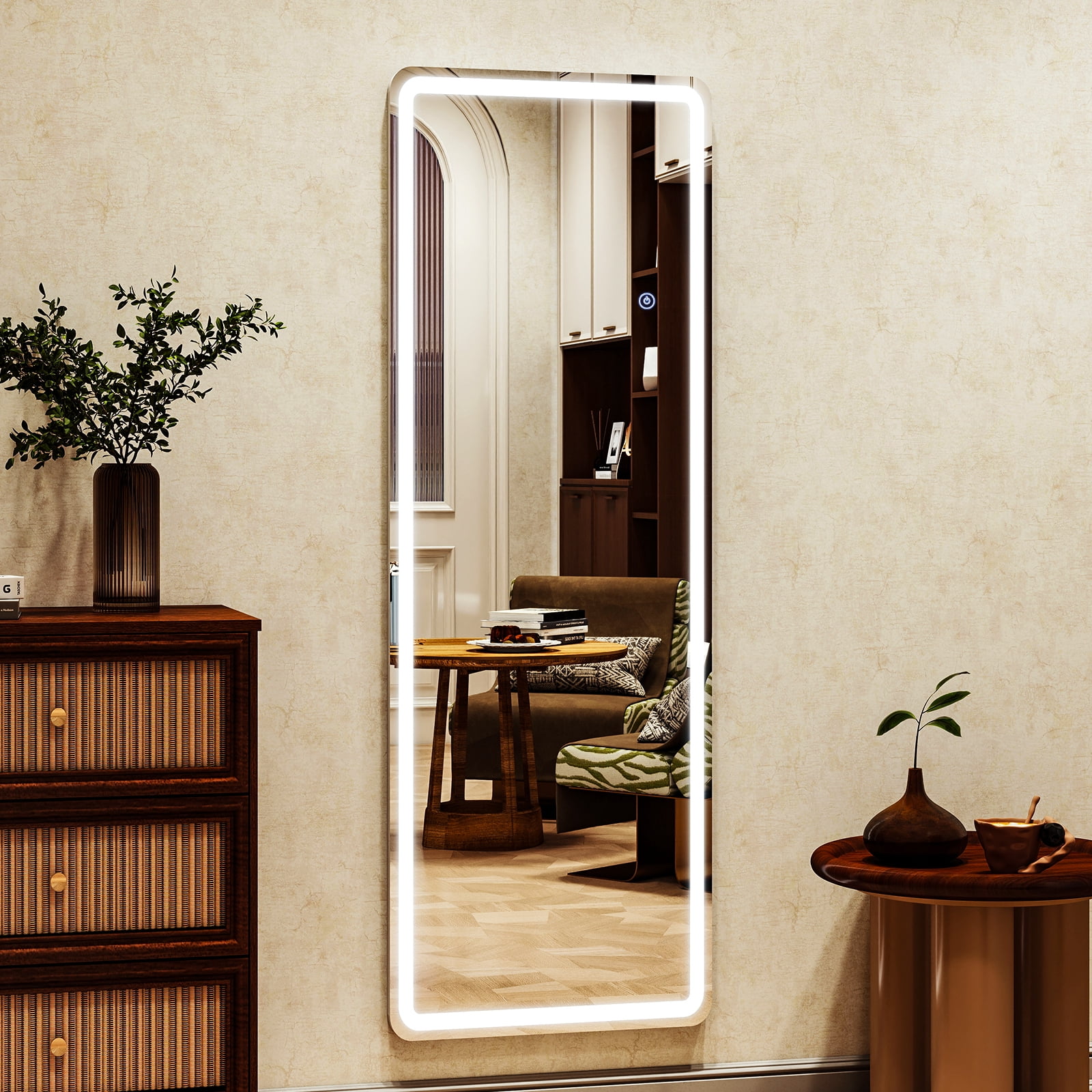 VORENTA 16"x60" Rectangular Standing Mirror Full Length Mirror with LED Lights,White