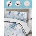 thumbnail image 4 of Quilts Twin Size Bedding Set, Blue Jellyfish Coastal Lightweight Quilted Comforter, Beach Starfish Nautical Coral Ombre Soft Reversible Bedspread Coverlet with Pillow Covers for All Season, 68" x 86", 4 of 7