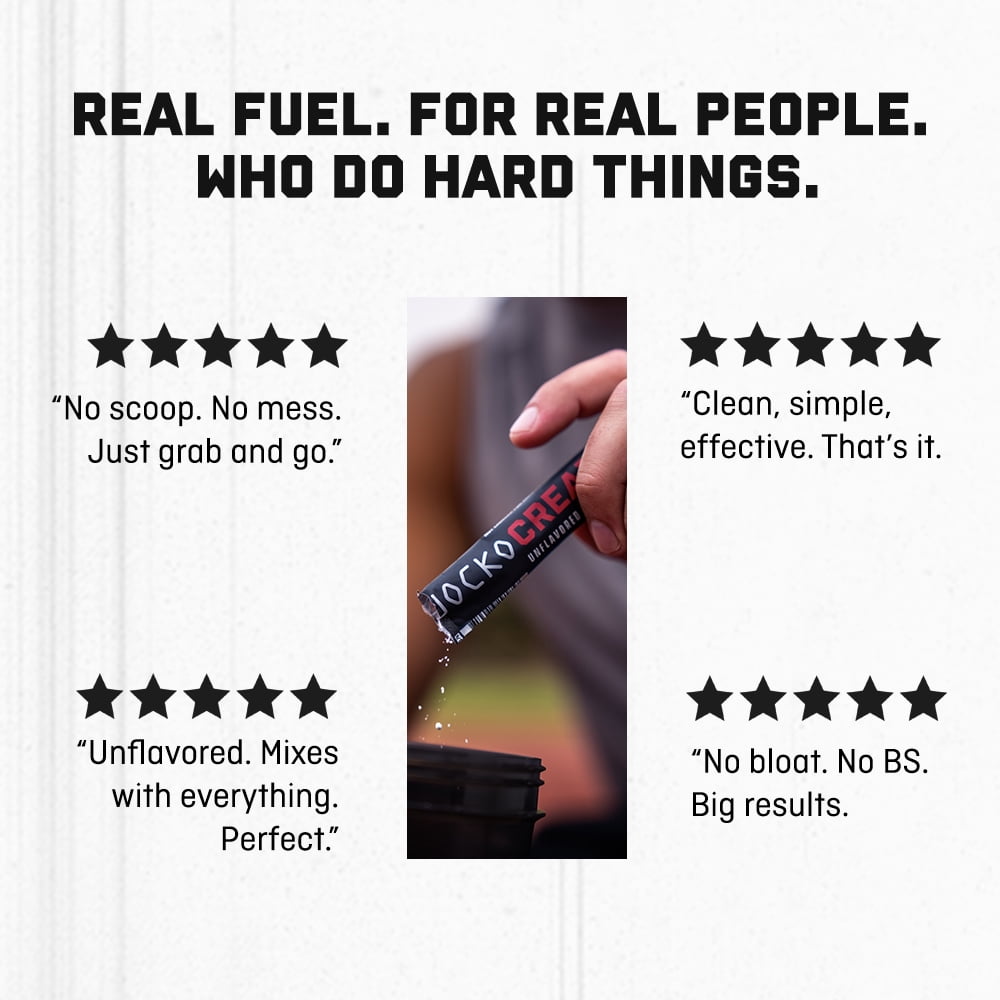 Jocko Fuel Creatine Stick Packs - Creatine Monohydrate Powder Travel Packs for Men & Women, 30 Servings (Unflavored)