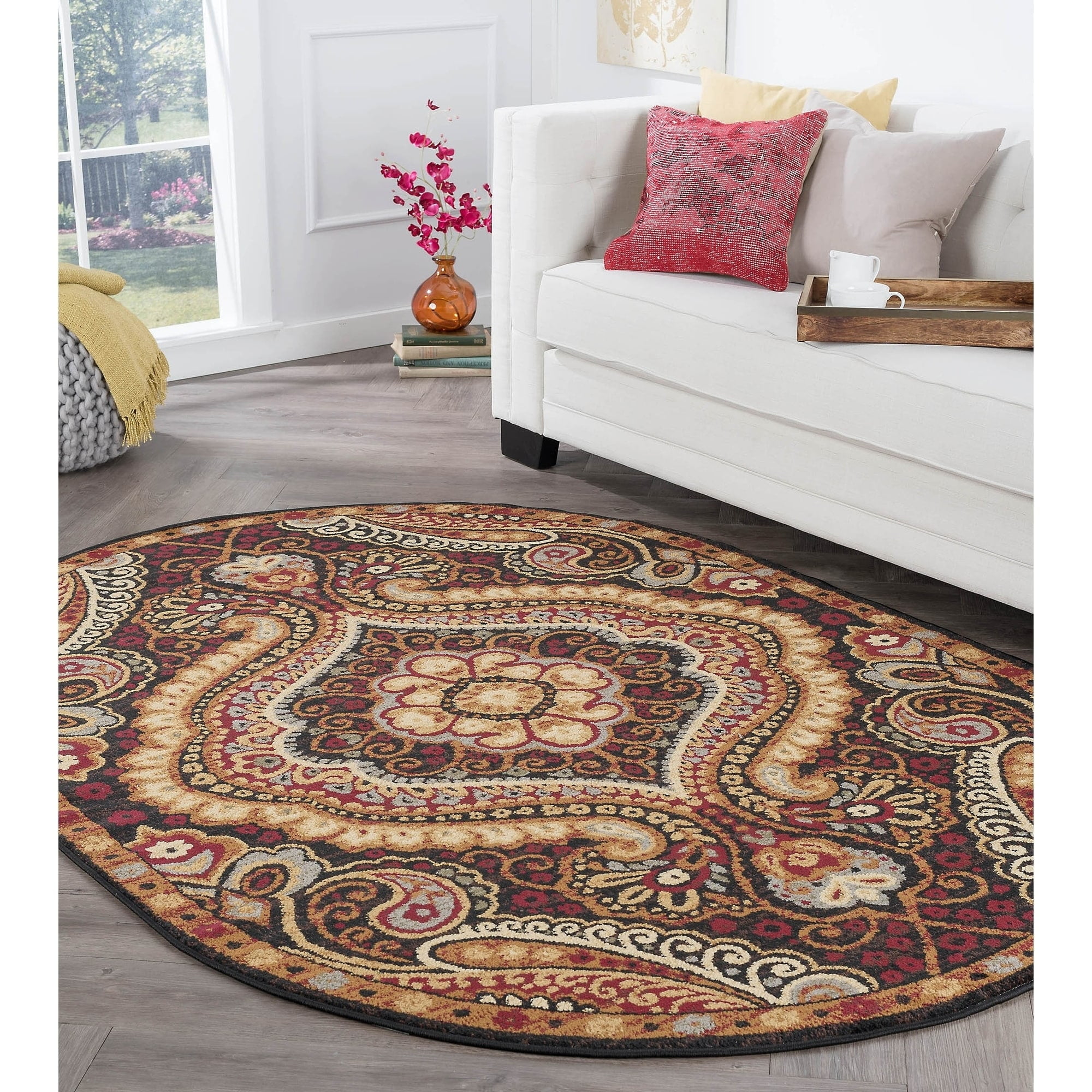 Alise Rugs Rhythm Transitional Paisley Oval Area Rug 6 7 X 9 6