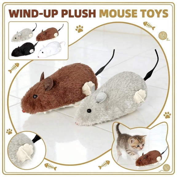 Pet Toys, Interactive Cat Toys for Indoor Cats, Mouse Model, Plush Fabric Catnip Toys Mouse, White Wind-Up Clockwork Self-Moving Pet Play Companion, 6X2X2 in Size, Soft Texture