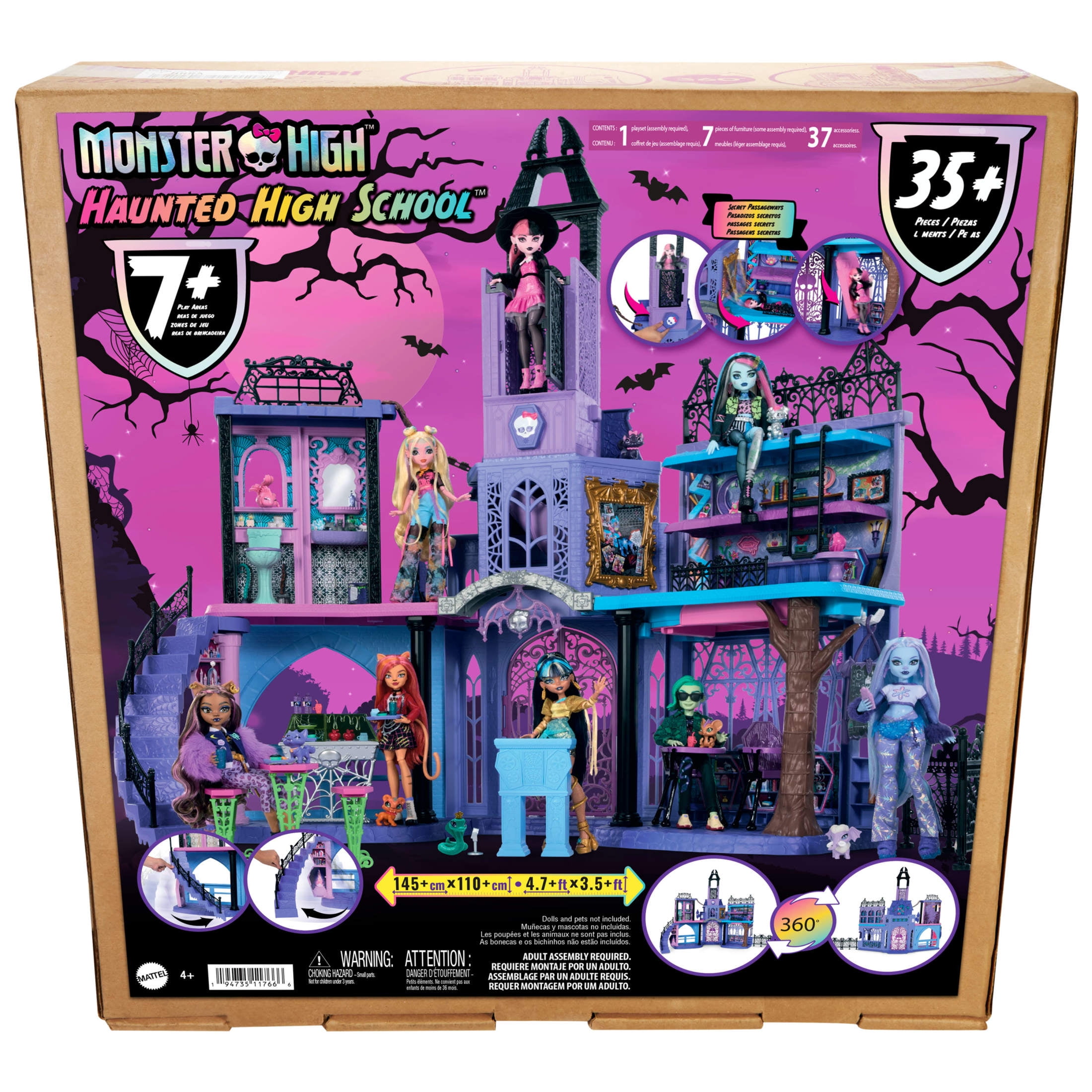 Monster High Haunted High School Doll House with 35+ Pieces of Furniture and Accessories